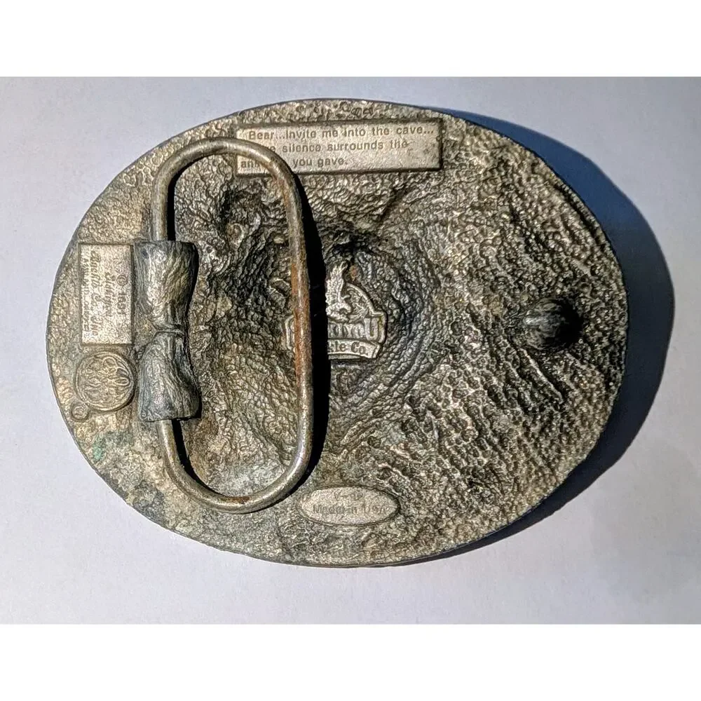 Vintage Siskiyou Buckle Co Bear Belt Buckle Pewter Made in USA 1991